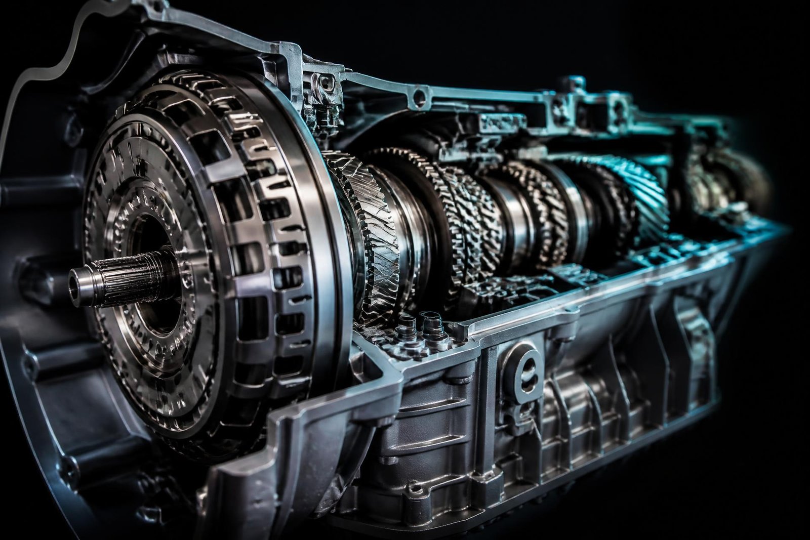 Transmissão automática seccionada em detalhe